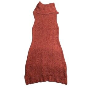 Guess Sweater Dress Womens M Rust Red Turtleneck Sleeveless Knit